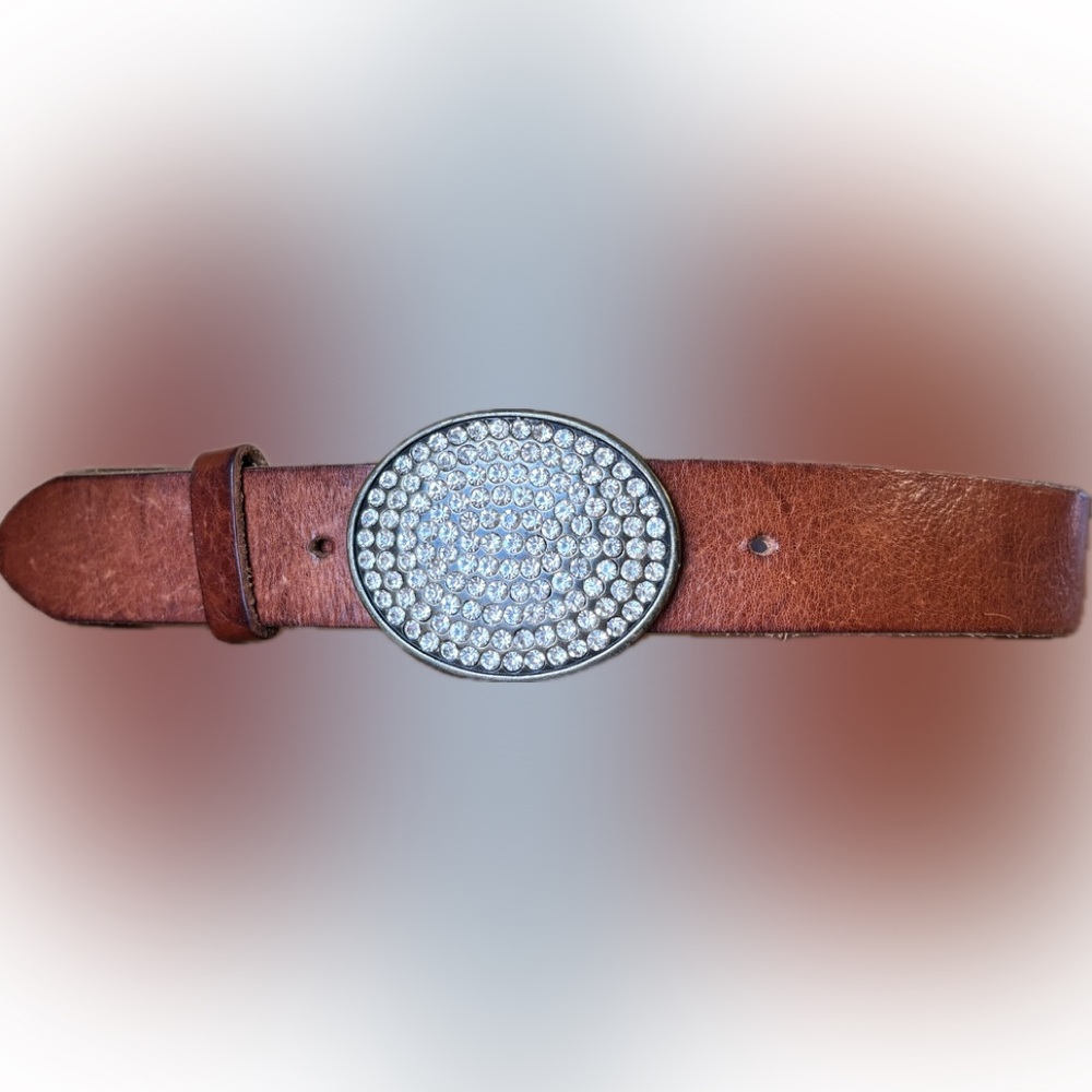 GAP Rhinestone Oval Belt with Leather Strap early 2000’s